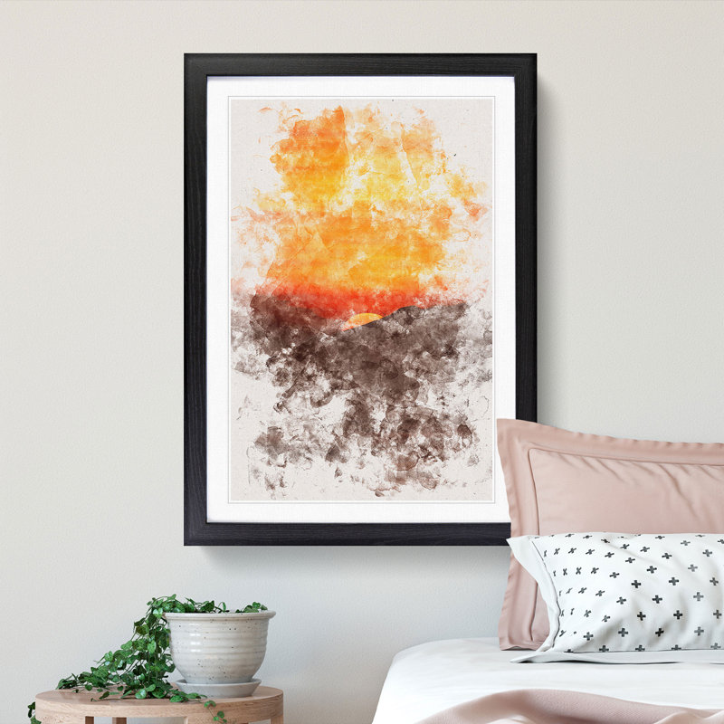 Orange Sunset - Picture Frame Painting Print, 87cm H x 62cm W x 2cm D, Black Framed