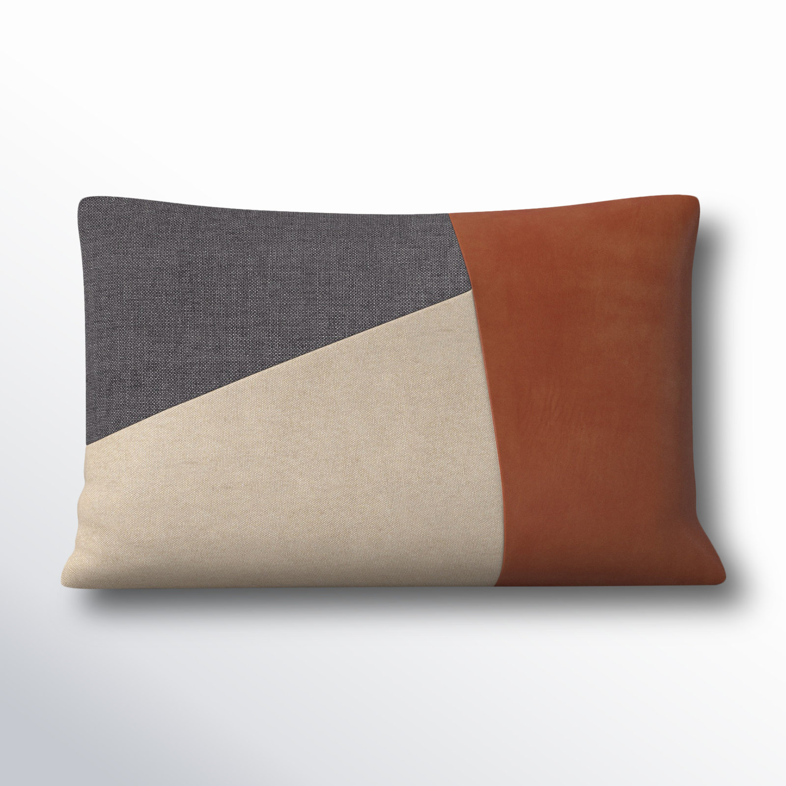 Tawny Patchwork Cotton Lumbar Throw Pillow, Polyester/Polyfill