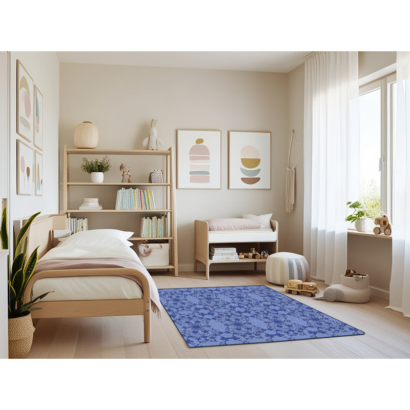 Tapis damassé bleu, Rectangle 4 pi x 6 pi