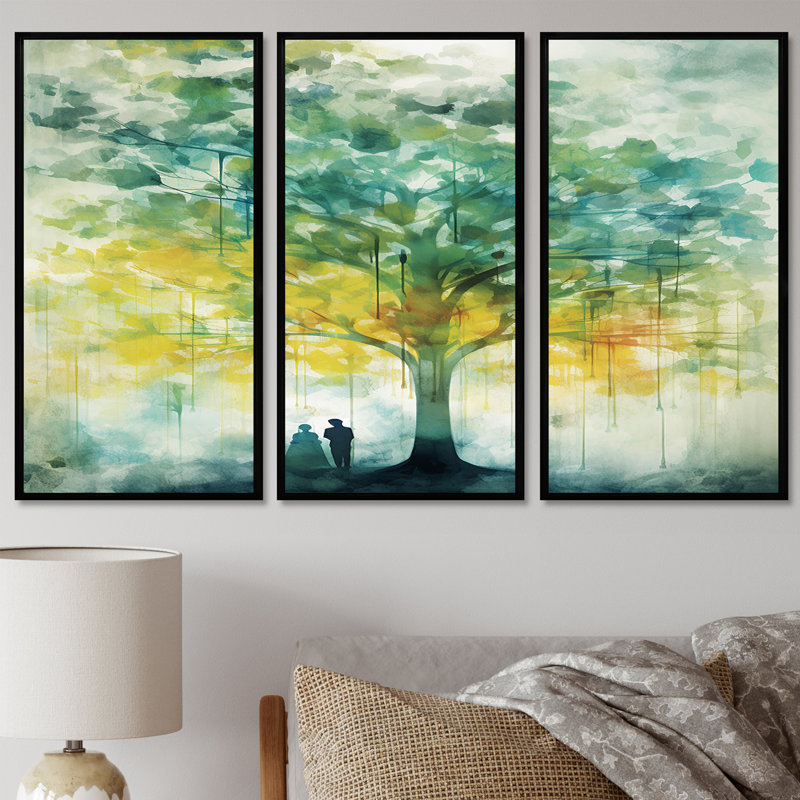 Ensemble de salon Alone By The Majestic Tree Vintage Grunge, Cadre flottant noir, H 32 po x l 48 po x P 1 po