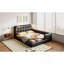 Grand lit plateforme tapissier avec 2 lampes de lecture