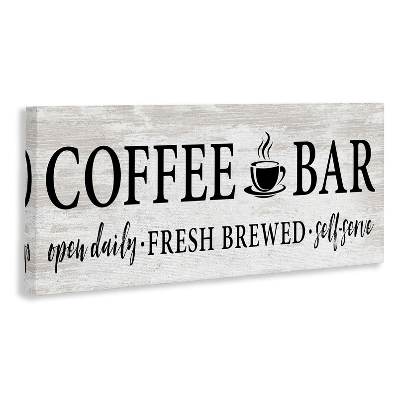 Coffee Bar Cafe Rustic Sign Canvas Wall Art by Lettered and Lined, 13" H x 30" W x 1.5" D