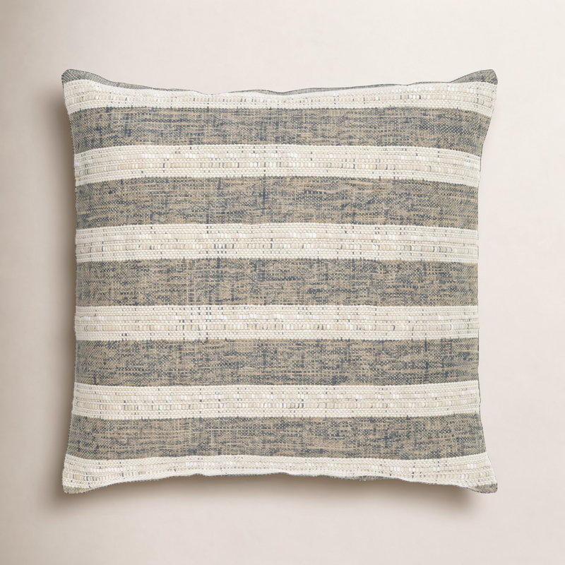 Striped Linen Throw Pillow, 22" x 22", Pillow Cover Only - No Insert, Square