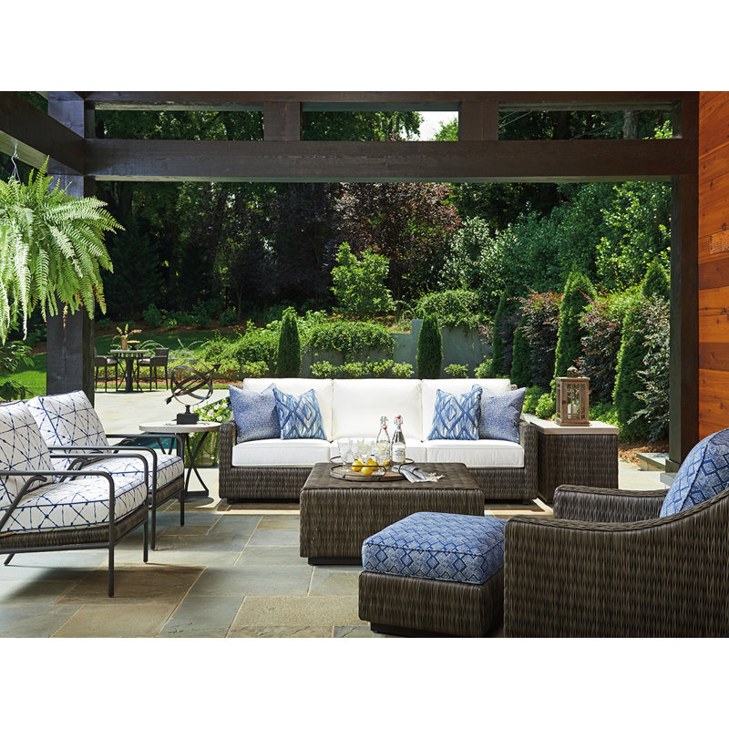 Cypress Point Ocean Terrace 40" Square Gray Woven Cocktail Table