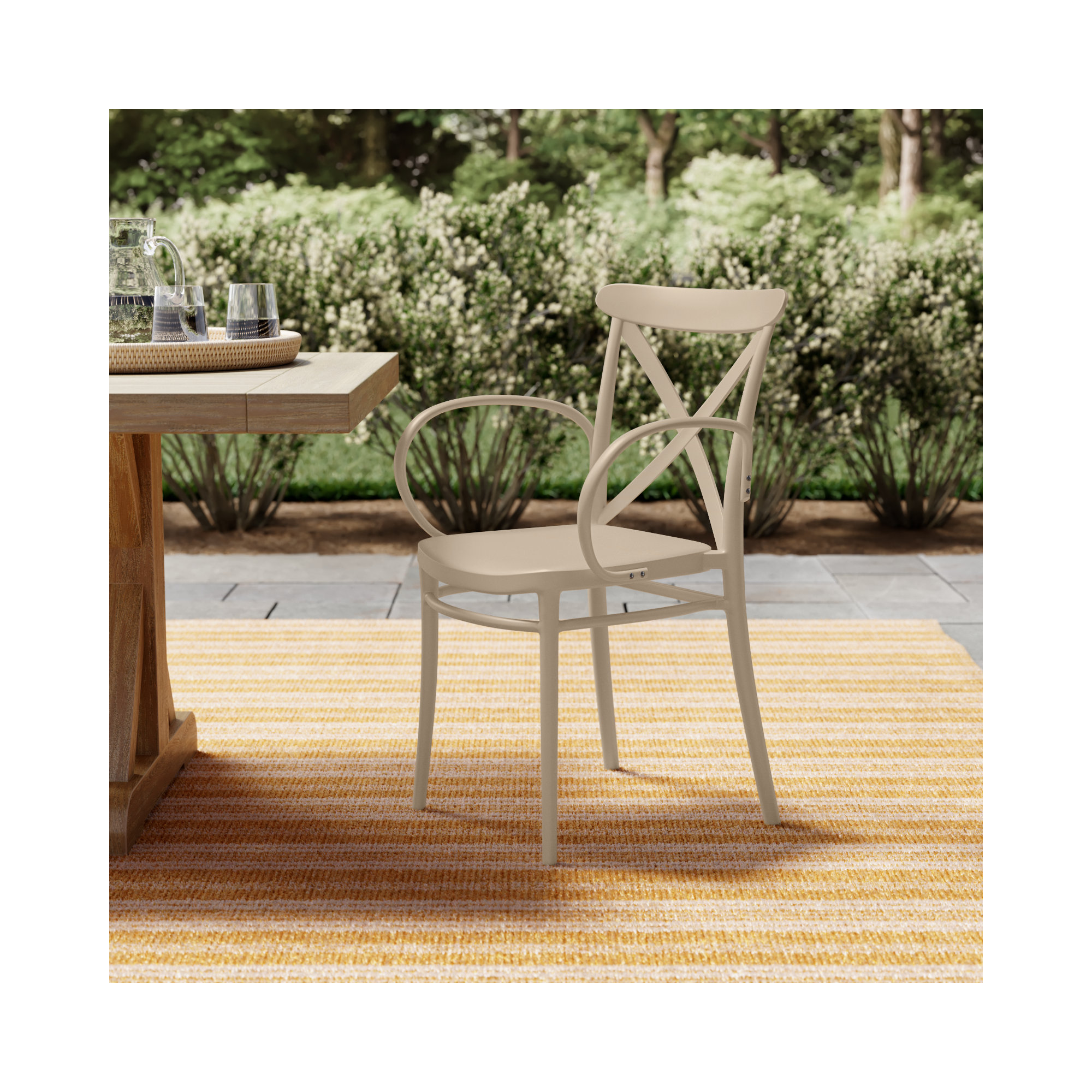 Kenne Anco Stacking Patio Dining Armchair, Taupe