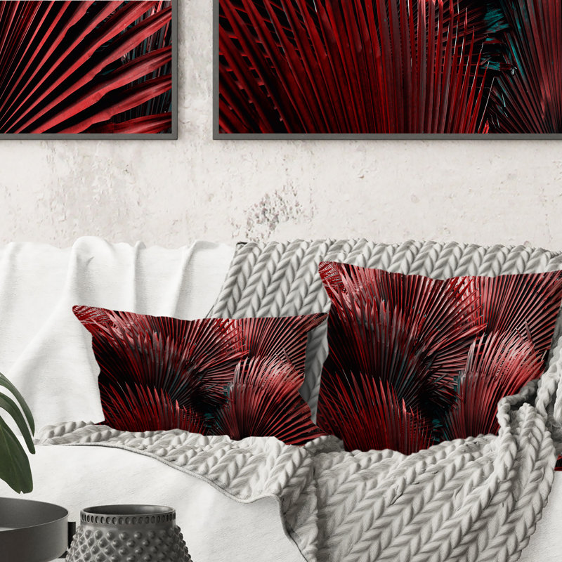 Coussin décoratif Warn Red Tropical Leaves