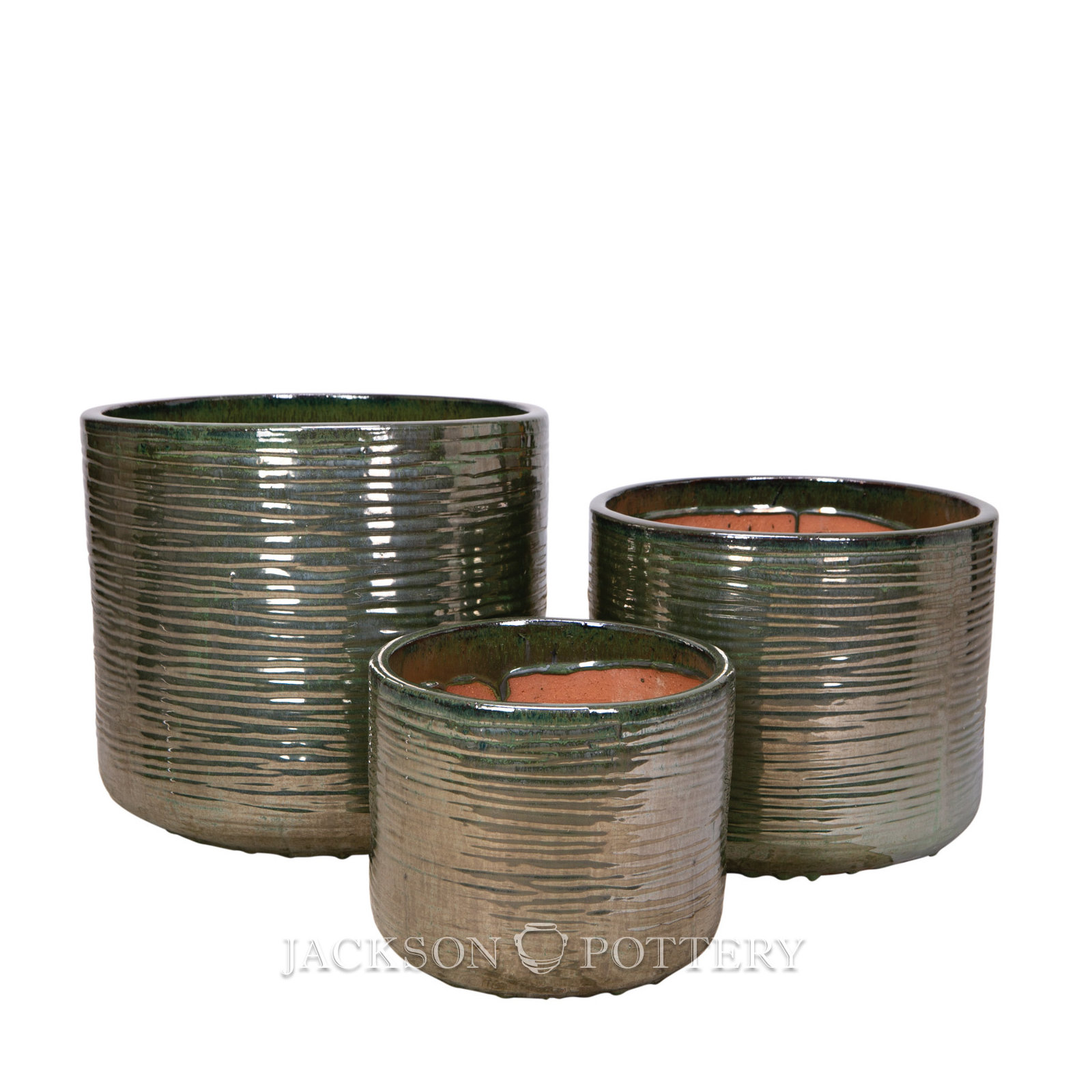 Mirza Cyl Plntr Set Of 3 A,B,C, Pearl Green