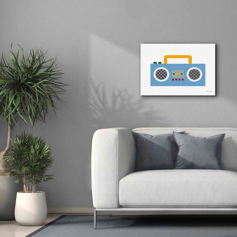 «Retro Boombox» par Ann Kelle Designs, art mural sur toile, H 18 po x l 26 po x P 0,75 po