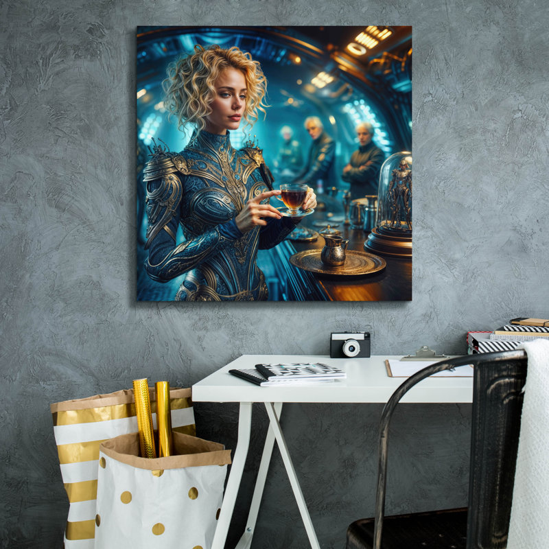  «Space Coffee House» par Rey Klimt, art mural sur toile, 26 po x 26 po, H 26 po x l 26 po