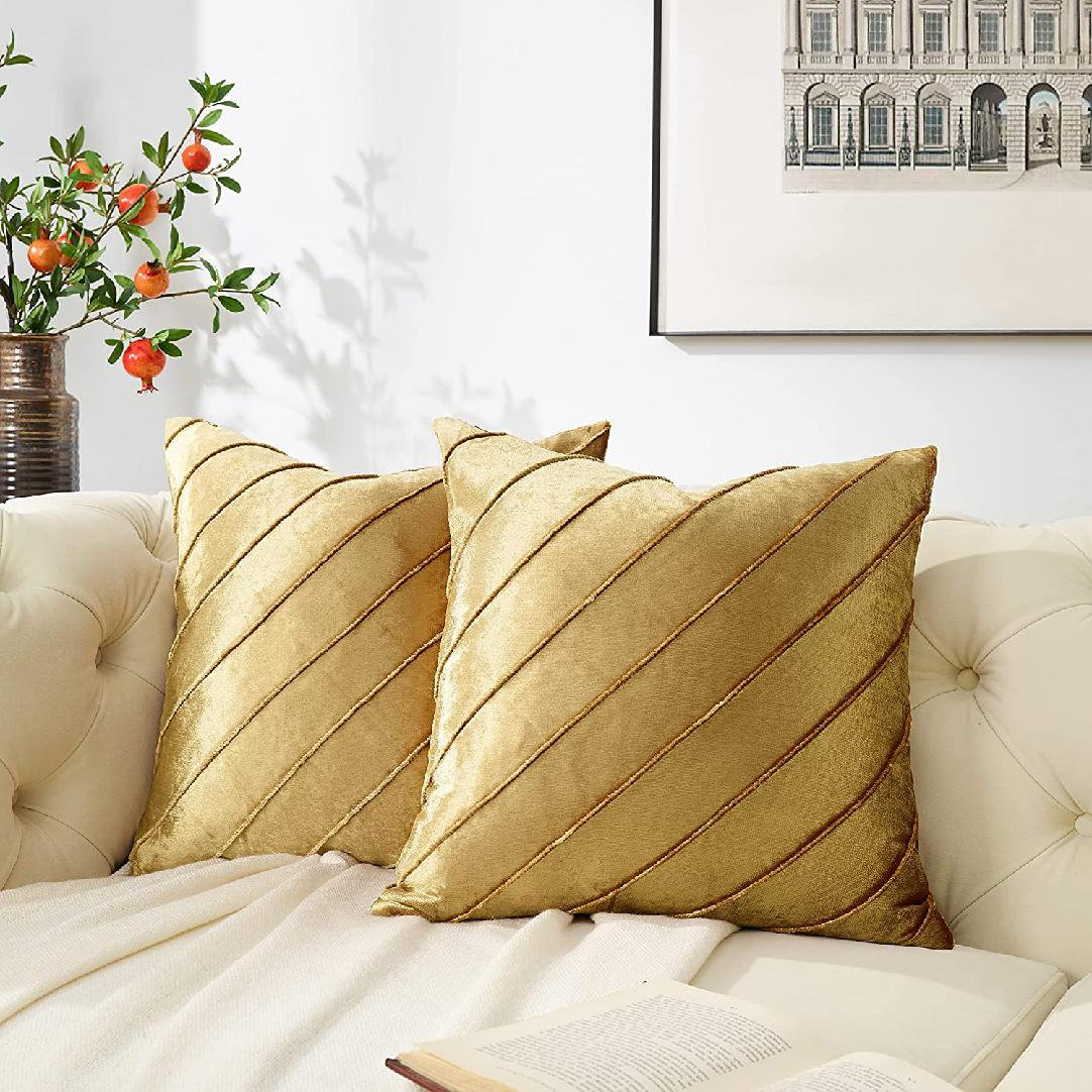 Gold velvet outlet throw pillows