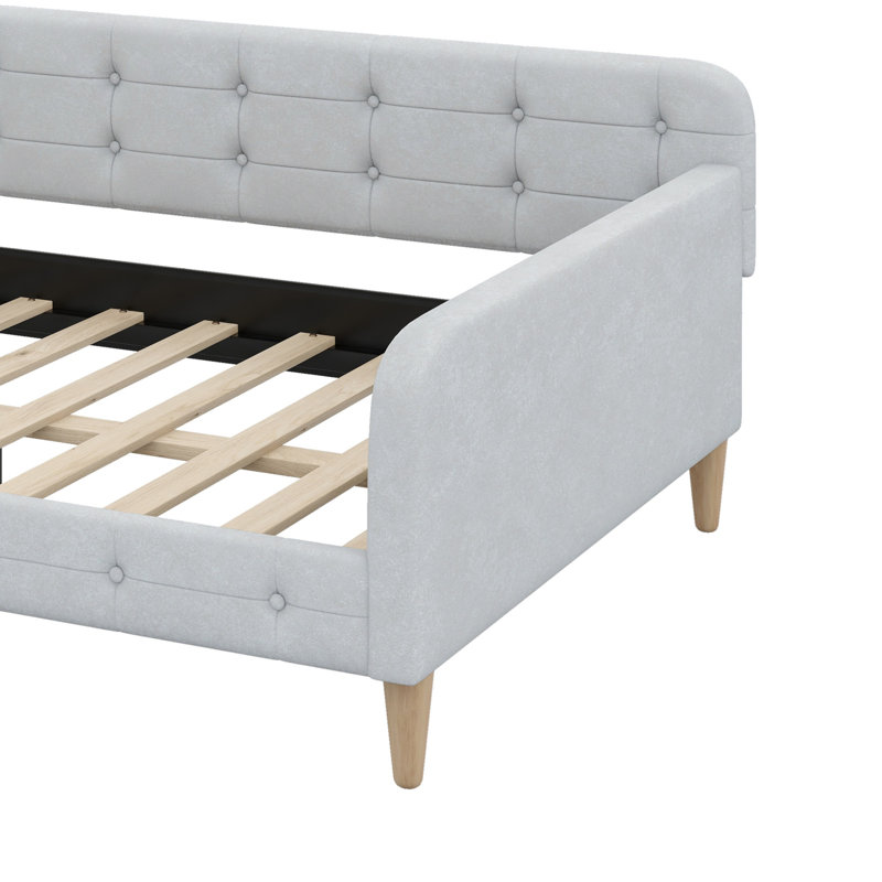 Upholstered Daybed With Support Legs, Blanc