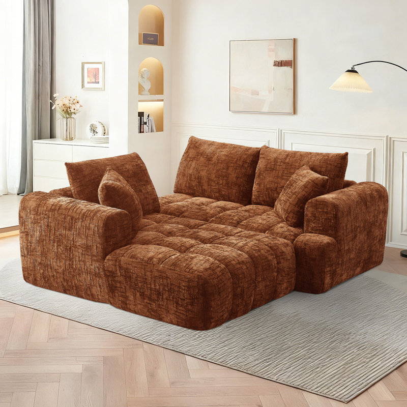 Canapé modulaire 108 po Chenille, Face à la gauche, Chenille orange