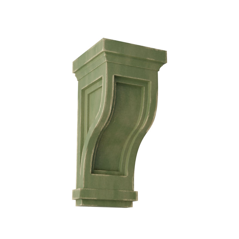 Restoration Green Rubberwood Vintage Architectural Corbel