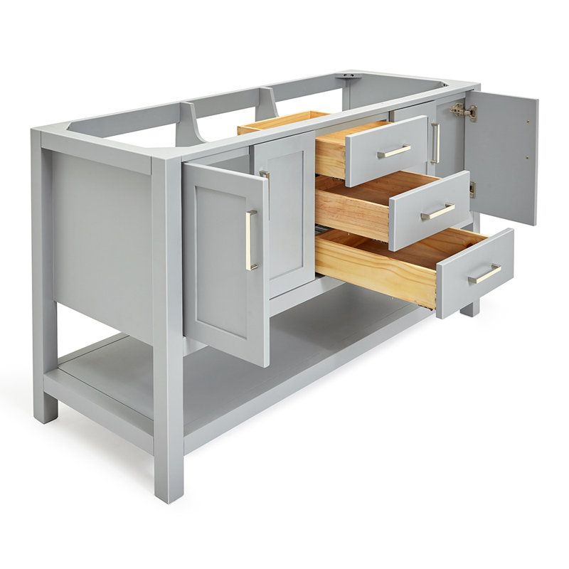 60'' W Double Bathroom Vanity Base, Gray
