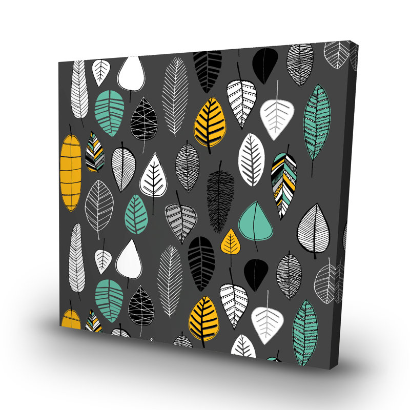 Leaves illustration - 32"x32" art on canvas