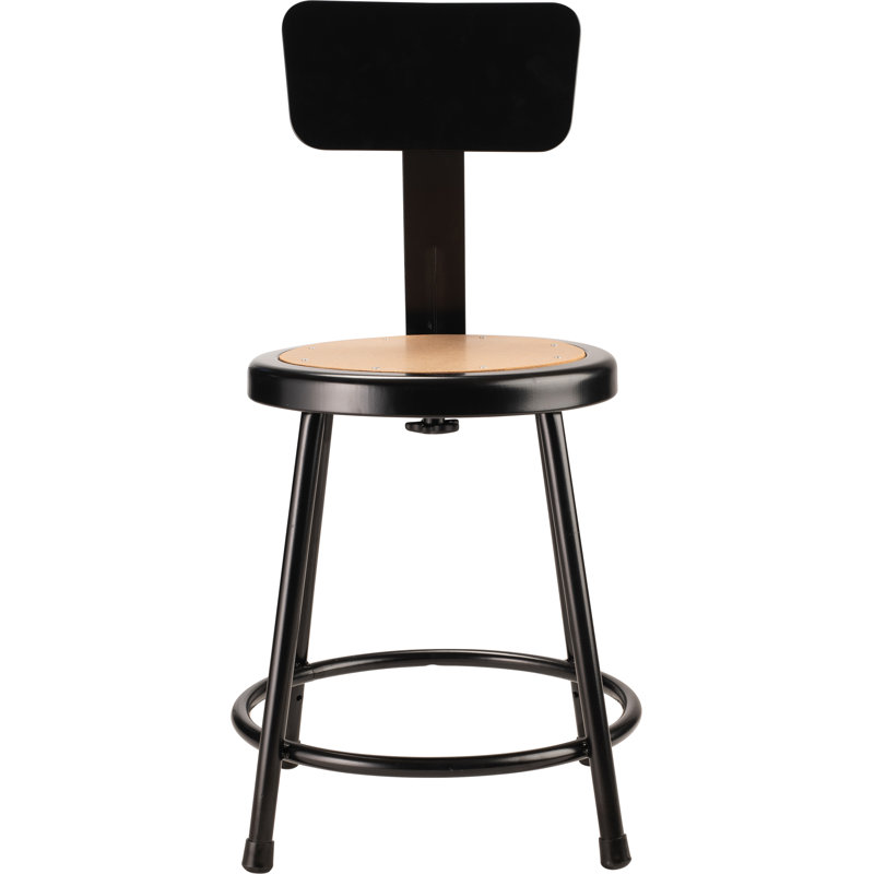 Backed Ergonomic Industrial Stool with Footring, 18"