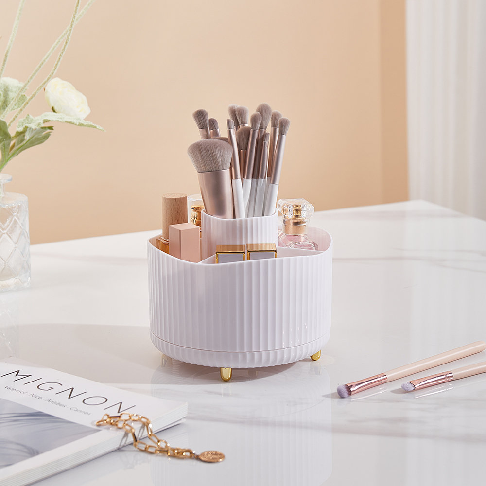 Modern Rotating Wave-Design Cosmetic Organizer for Makeup Brushes