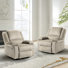 Ameiah Upholstered Oatmeal Corduroy Manual Push Back Recliner Chair with Wingback
