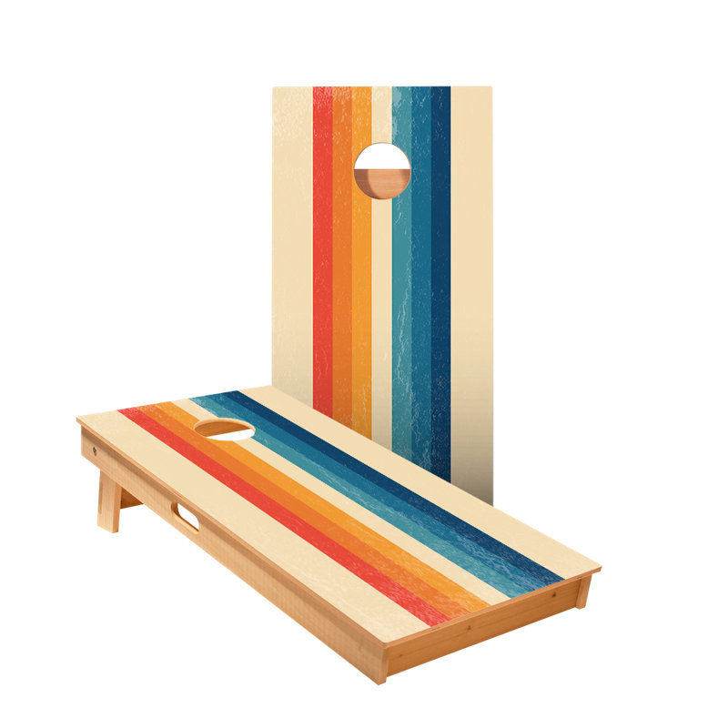 Ombre Multi-Stripe Star Cornhole Boards
