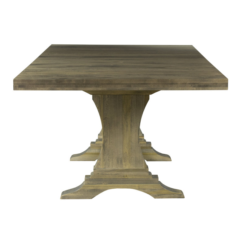 Augusto Extendable Maple Solid Wood Dining Table, Distressed Nantucket, 29.75" H x 80" L x 42" W