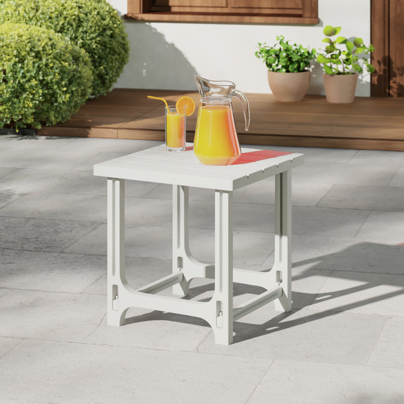 Table d'appoint d'extérieur en poly, Blanc