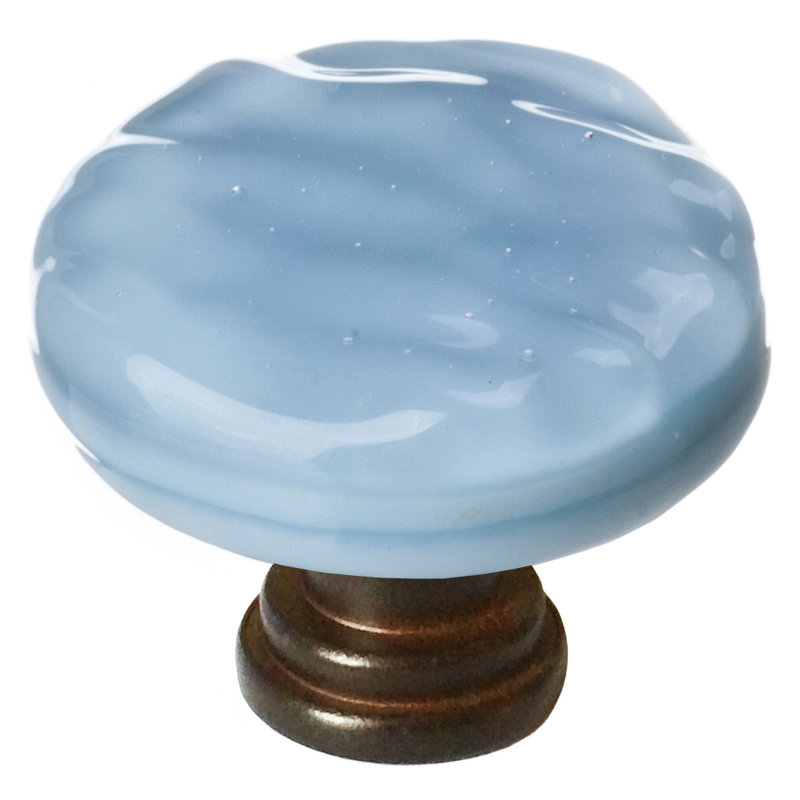 Glacier Mushroom Knob, Polished Chrome, Powder Blue