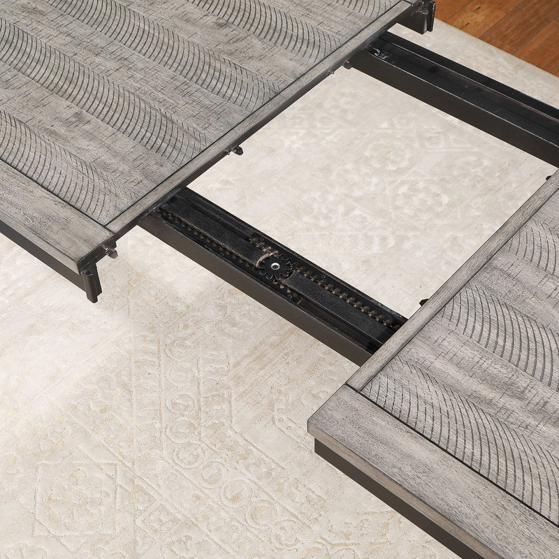 Centera Grey and Black Rectangular Dining Table with Extension Leaf