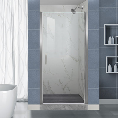36-37.9 in. W x 72 in. H Pivot Swing Frameless Shower Door with Clear SGCC Tempered Glass