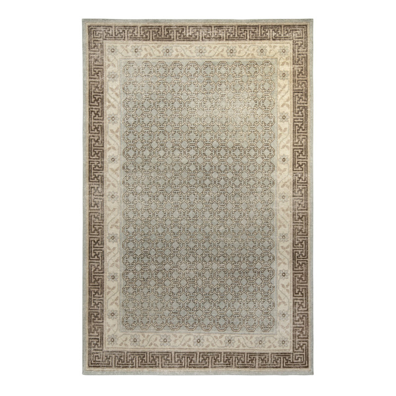 Distressed Homage Hand Knotted Wool Geometric Area Rug, Rectangle 6' x 9'