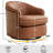 Wooden Vegan Leather Upholstered  Armchair  Swivel Barrel Chair-113403011
