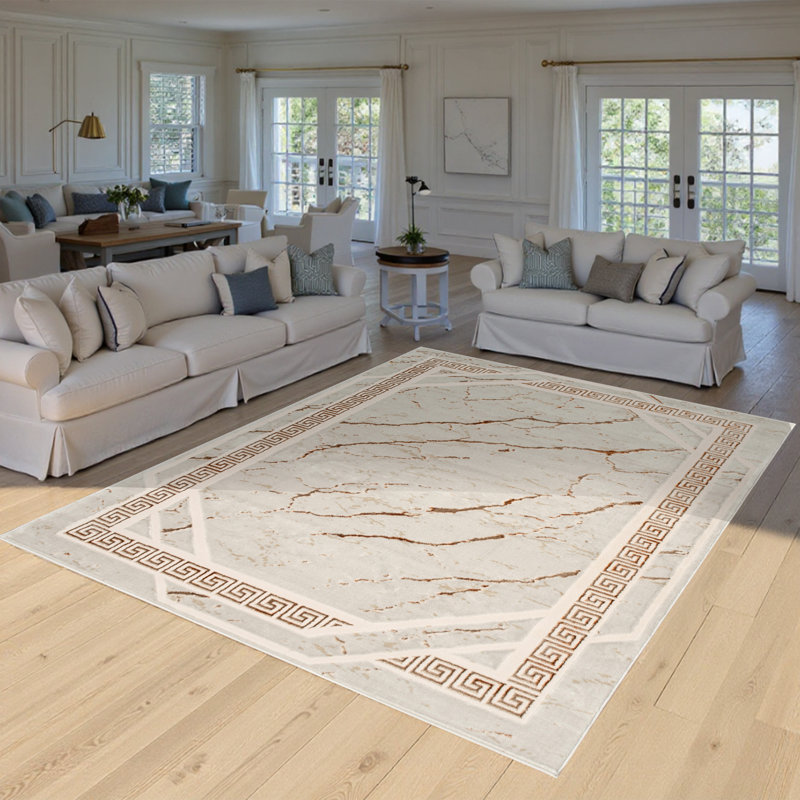 Monaco Series Abrstract Black/Gray/Ivory/Beige Area Rug, Rectangle 7'9" x 10'2"