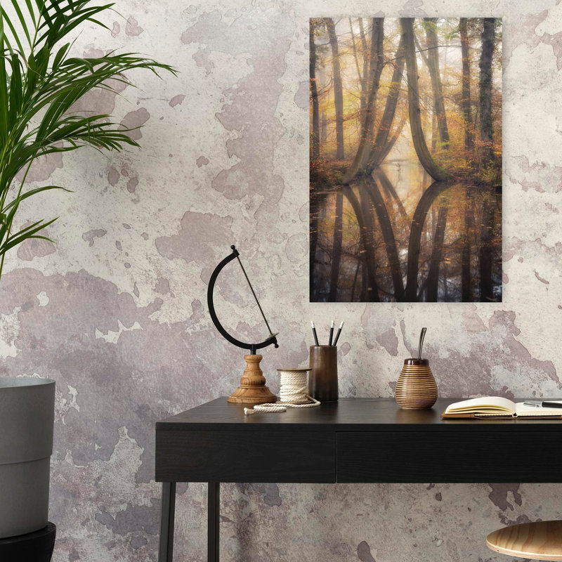 Art contemporain de forêt d'automne abstraite, H 24 po x l 16 po