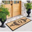 Tapis de porte en fibre de coco naturel et en caoutchouc monogrammé à la main Jahkobe Floral - 30 po x 60 po, robuste, durable et durable-709543620