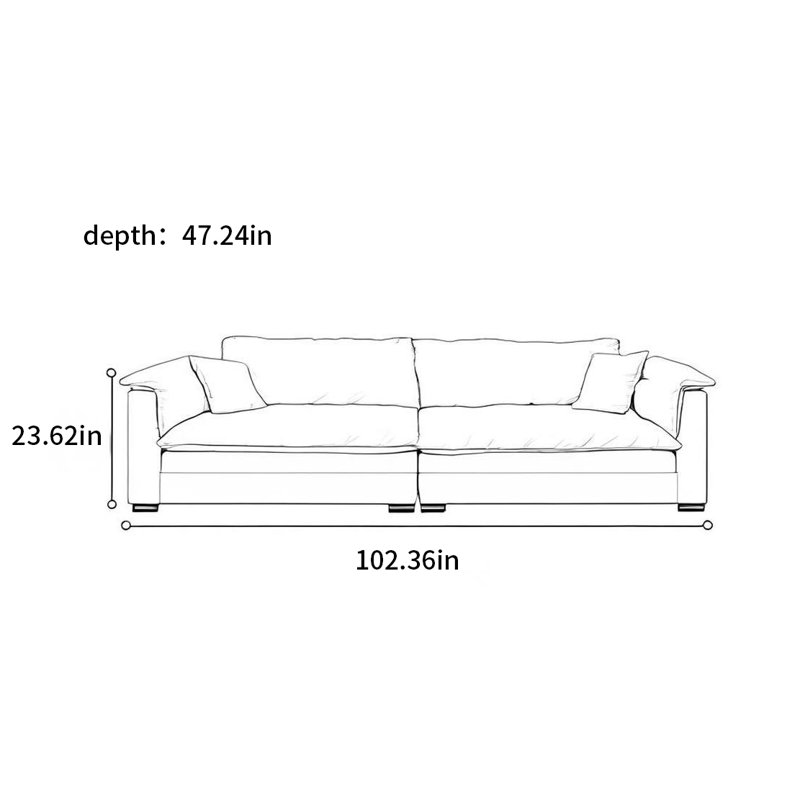 Canapé minimaliste moderne à ligne droite de luxe moderne, H 23,62 po x l 102,36 po x P 47,24 po, 4