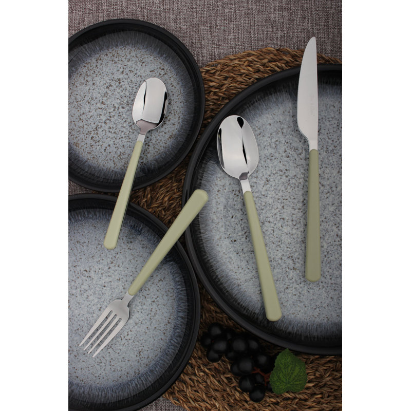 17 Stories Sirah 24 Piece Cutlery Set , Service for 6, Green