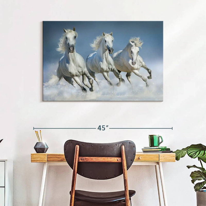 Brampt Dashing White Horses, 26" H x 39" W