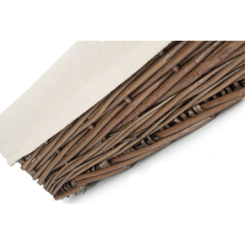 Wicker Storage Tray Basket with Lining, 25cm W x 35cm D