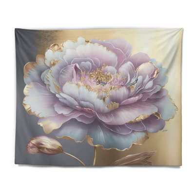 Purple Hue Single Flower I Polyester Tapestry