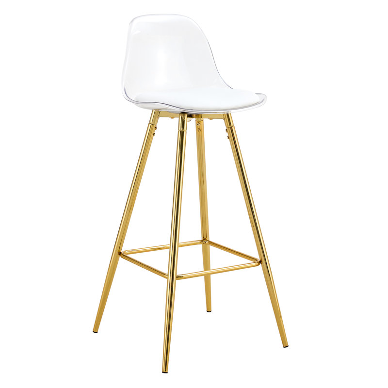Sièges de bar rembourrés en métal - blanc et or, P 15,41 po x P 13,33 po, H 36,93 po, 9,46 lb, - Revêtement pratique pour les chaises de piscine à la mode