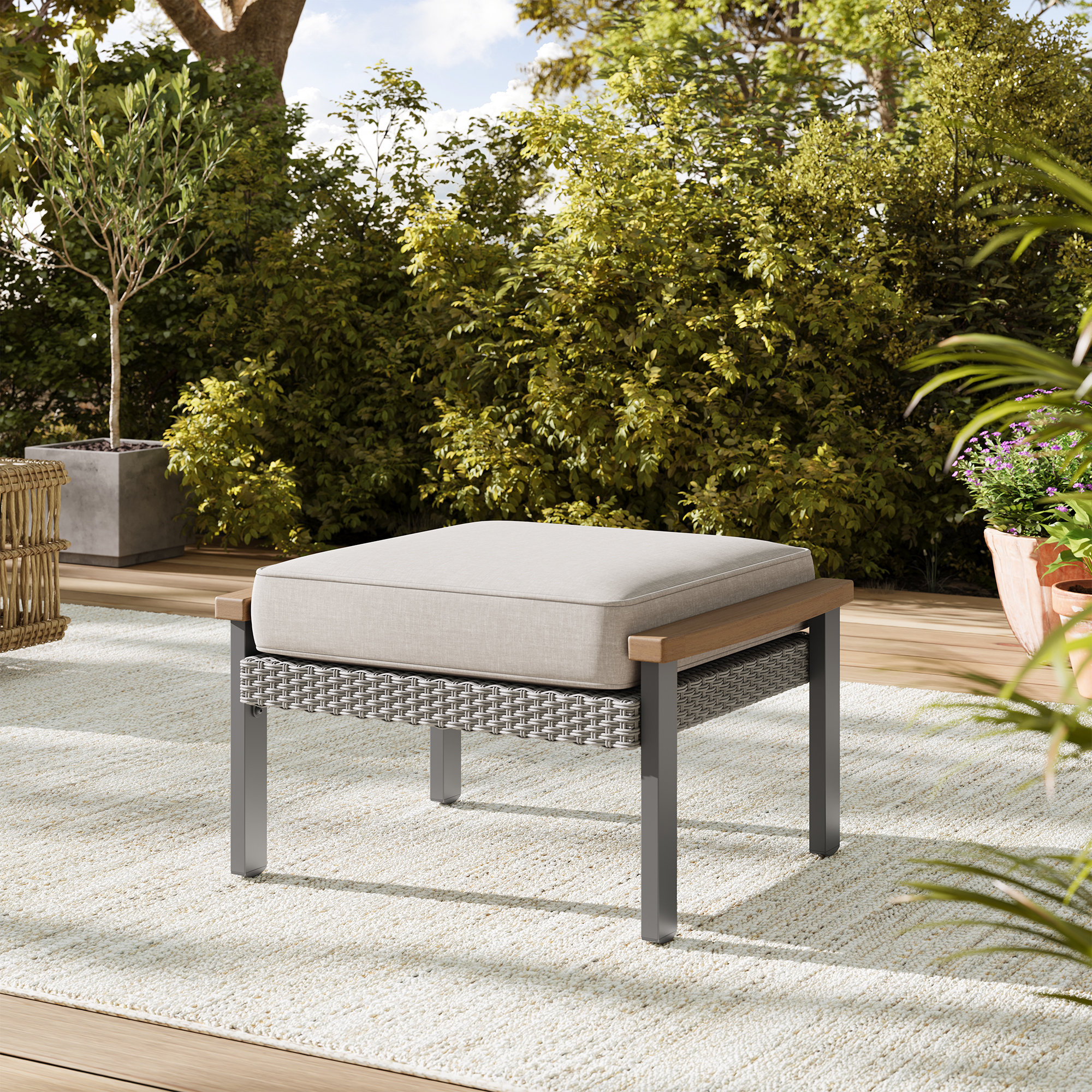 Winston Porter Rameir Outdoor Ottoman | Wayfair