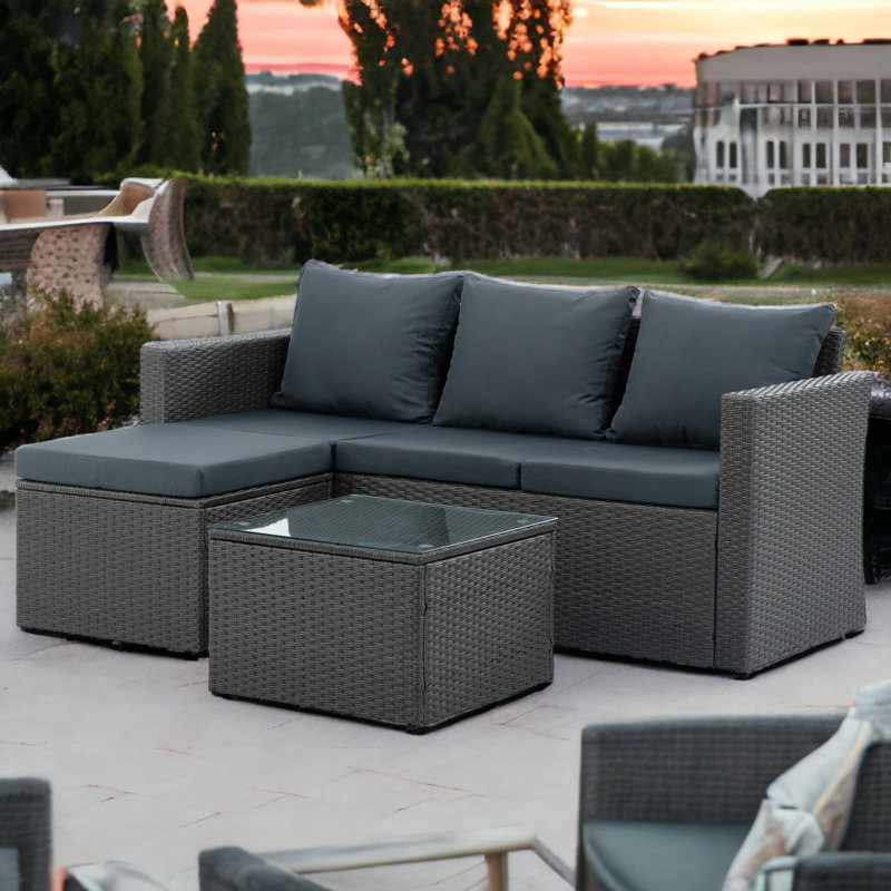 Ensemble de conversation modulaire avec coussins 3 pièces