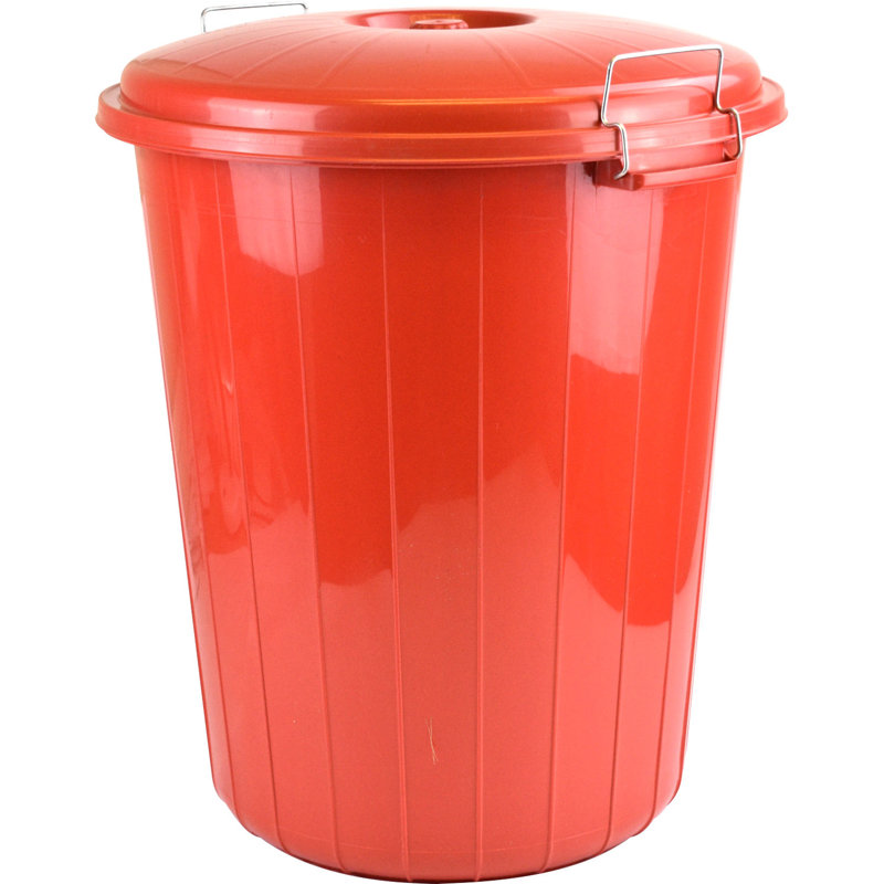 Plastic Manual Lift Kitchen Trash Can, 70, Red, 52cm H x 46cm W x 46cm D