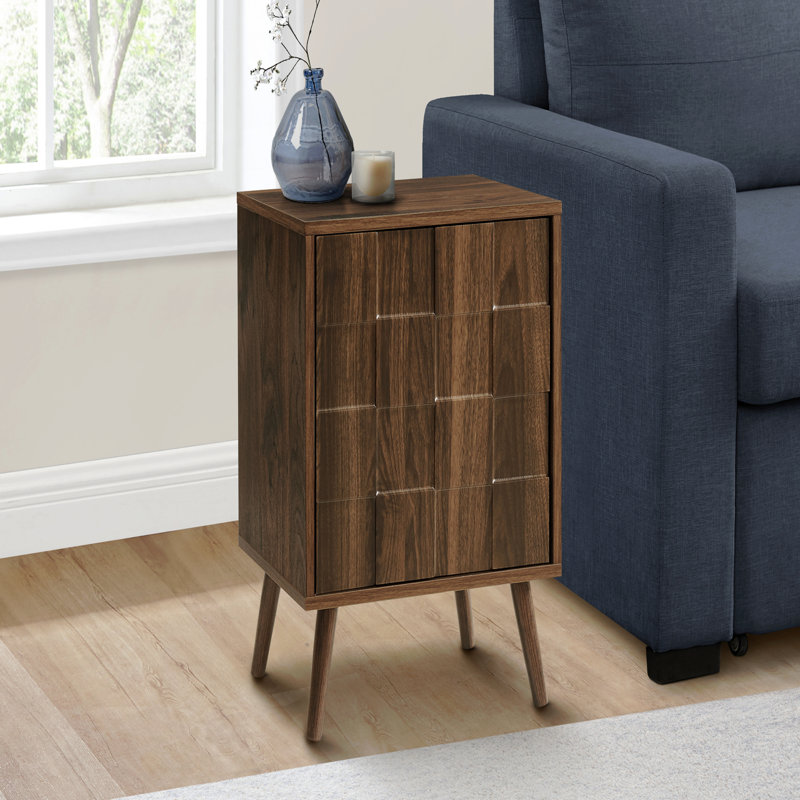 Table d'appoint, bout, table d'appoint, petit, rangement, lampe, stratifié noyer, moderne
