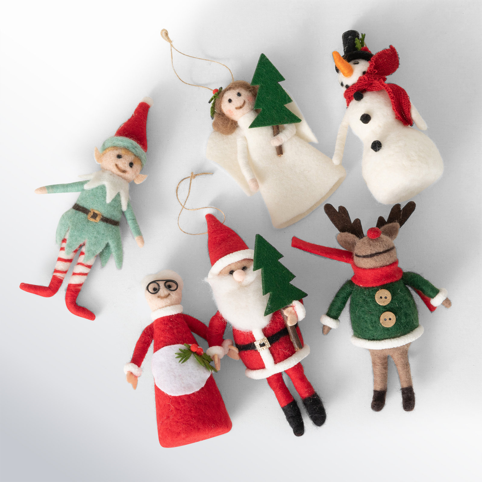 6 Piece Felt Character Hanging Figurine Ornament Set