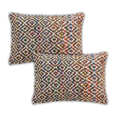 Housse de coussin lombaire 100% coton à motif de losanges tissés (ensemble de 2)