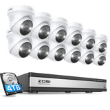 16CH 4K PoE NVR Security Camera System with 4TB HDD, 12pcs 4K Outdoor Spotlight Cameras, 2-Way Talk