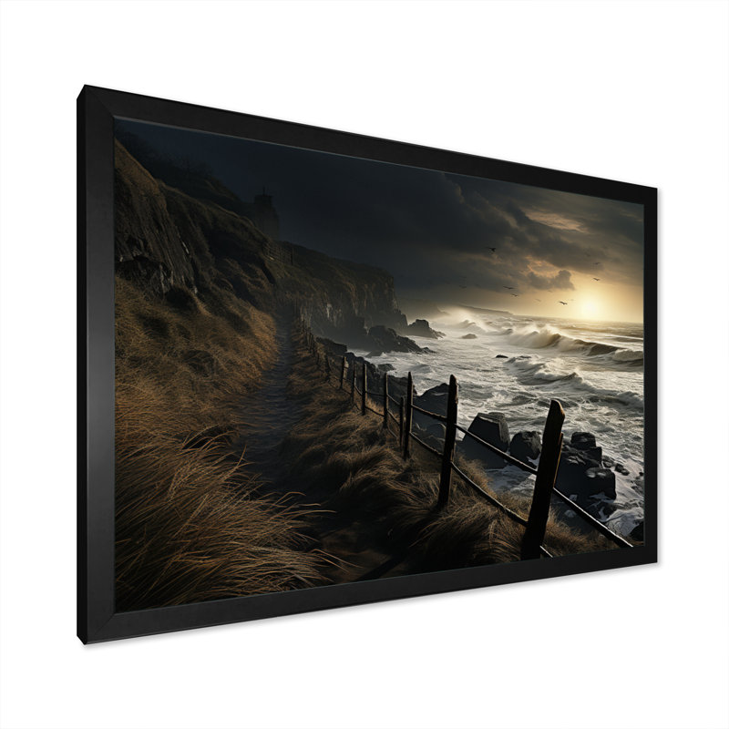 Beach Storm Symphony I - impression, H 24 po x l 32 po x P 1 po, Cadre photo noir