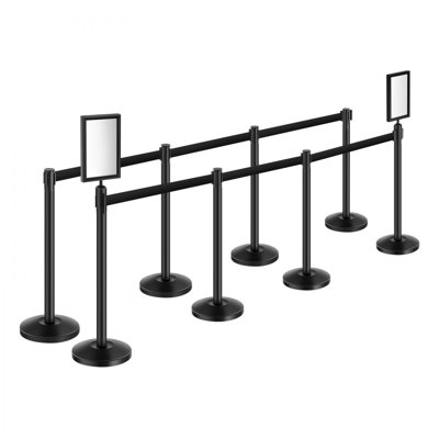 Stanchion Post, Stanchions with Retractable Belts, Carbon Steel Black Stanchions Queue with Sand Injection Hollow Base, Crowd Control Barriers for Theaters, Parties, Weddings, Exhibitions