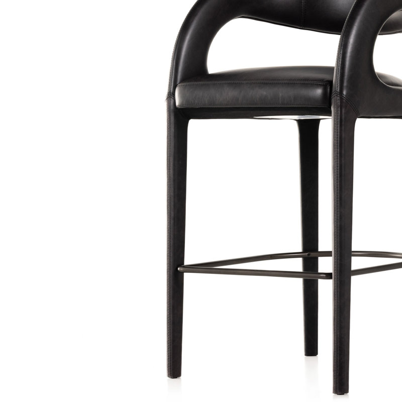 Hawkins Stool, Bar Stool (30.51" Seat Height), Sonoma Black/Genuine Leather
