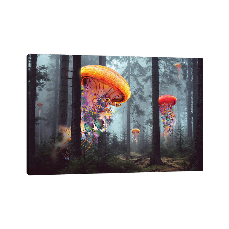 Electric Jellyfish Forest by David Loblaw - Print on Canvas, Wrapped Canvas, 30.48 cm H x 45.72 cm W